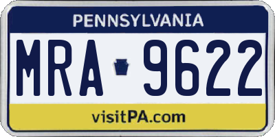 PA license plate MRA9622