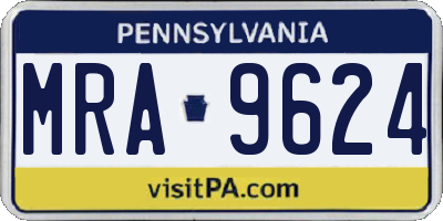 PA license plate MRA9624