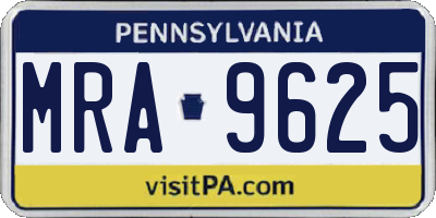 PA license plate MRA9625