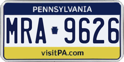 PA license plate MRA9626