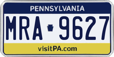PA license plate MRA9627