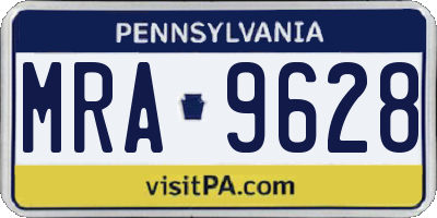 PA license plate MRA9628