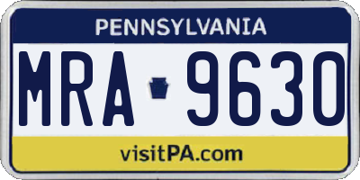 PA license plate MRA9630