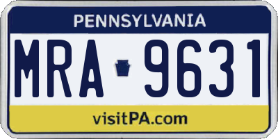 PA license plate MRA9631