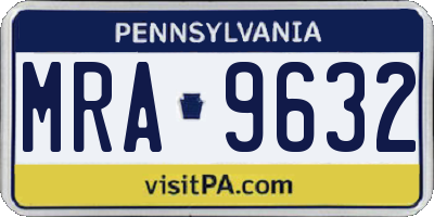 PA license plate MRA9632