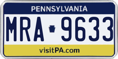 PA license plate MRA9633