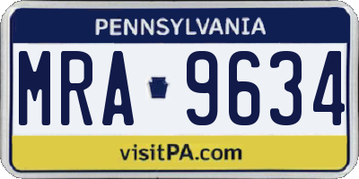 PA license plate MRA9634
