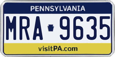PA license plate MRA9635