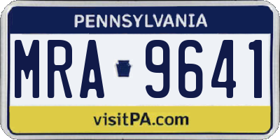 PA license plate MRA9641