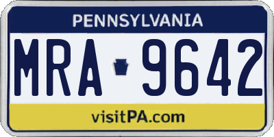 PA license plate MRA9642