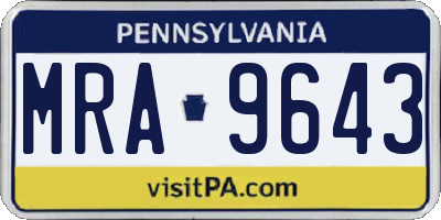 PA license plate MRA9643