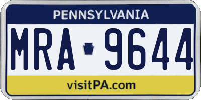 PA license plate MRA9644