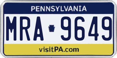 PA license plate MRA9649