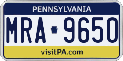 PA license plate MRA9650