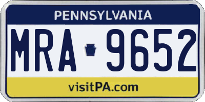 PA license plate MRA9652