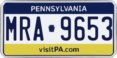 PA license plate MRA9653