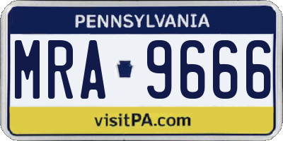 PA license plate MRA9666