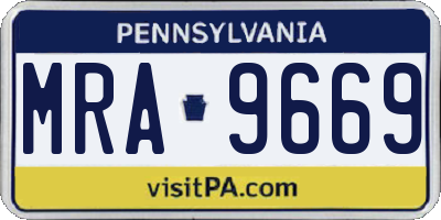 PA license plate MRA9669