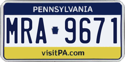 PA license plate MRA9671
