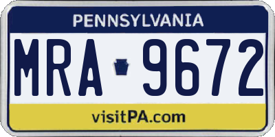 PA license plate MRA9672
