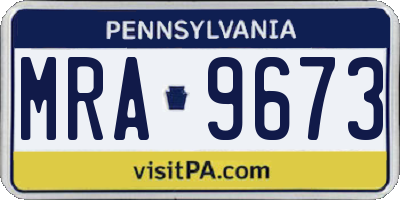 PA license plate MRA9673