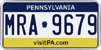 PA license plate MRA9679