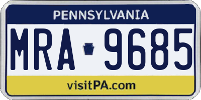 PA license plate MRA9685