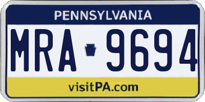 PA license plate MRA9694