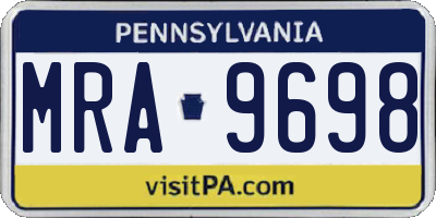 PA license plate MRA9698