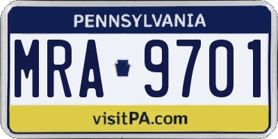 PA license plate MRA9701
