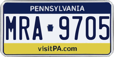 PA license plate MRA9705
