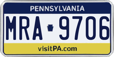 PA license plate MRA9706