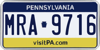 PA license plate MRA9716