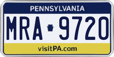 PA license plate MRA9720