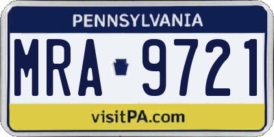 PA license plate MRA9721