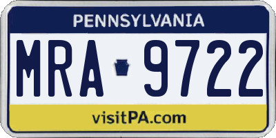PA license plate MRA9722