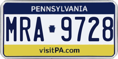 PA license plate MRA9728
