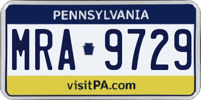 PA license plate MRA9729