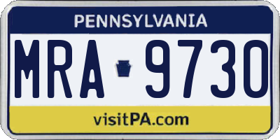 PA license plate MRA9730