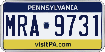 PA license plate MRA9731