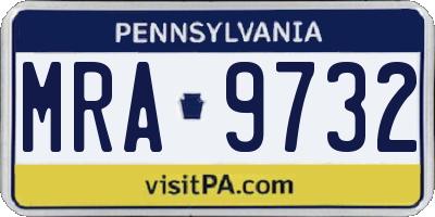 PA license plate MRA9732
