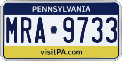 PA license plate MRA9733