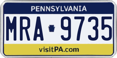 PA license plate MRA9735