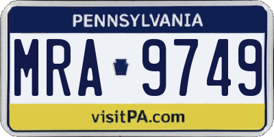 PA license plate MRA9749