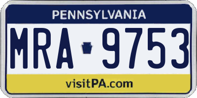 PA license plate MRA9753