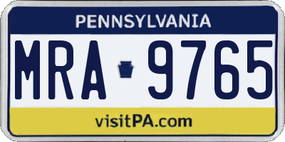 PA license plate MRA9765