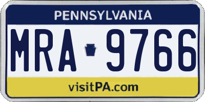 PA license plate MRA9766