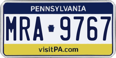 PA license plate MRA9767