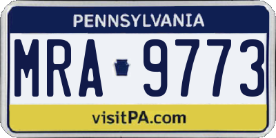 PA license plate MRA9773
