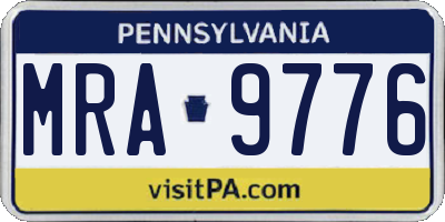 PA license plate MRA9776